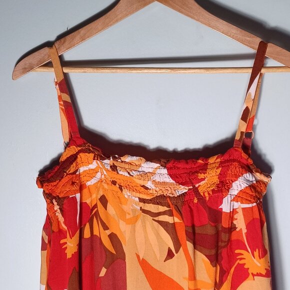 True Destinations Sundress Womens Medium Red Floral Hawaiian Mini Beachy Resort - Picture 2 of 7